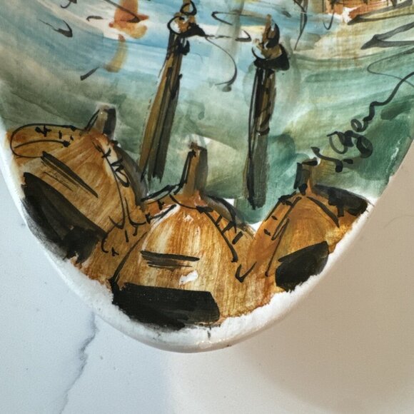 Venice Grand Canal- 2 Hand Painted Rolled Ceramic Slab Wall Hangings, Signed - Picture 15 of 16